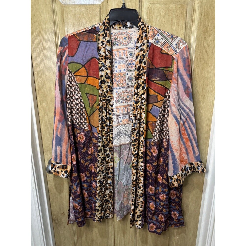 John Mark Womens Cottagecore Patchwork Floral Kimono Size 1X Shabby Chic Boho
